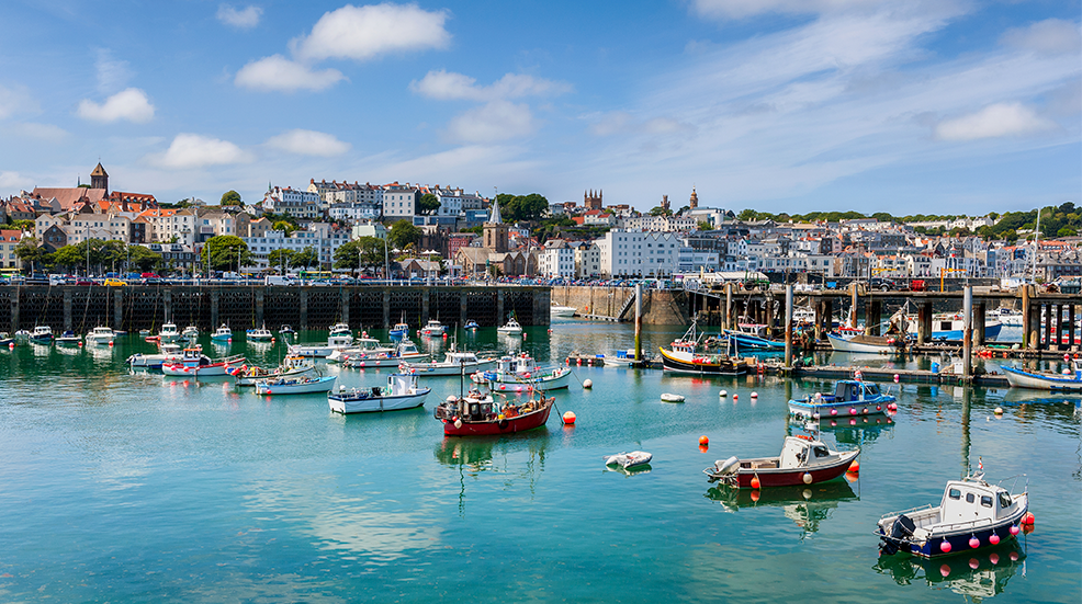 Harbour and Skyline of Saint Peter Port, Guernsey, Channel Islands, UK